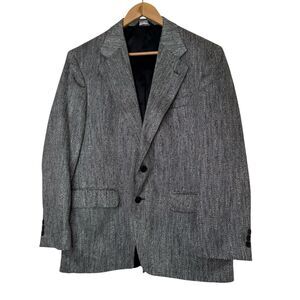 Vintage Cartier Herringbone Tweed Blazer Union Made in USA Preppy Mens 42R *Read